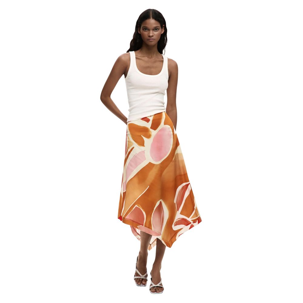Desigual Orange Viscose Long Skirt