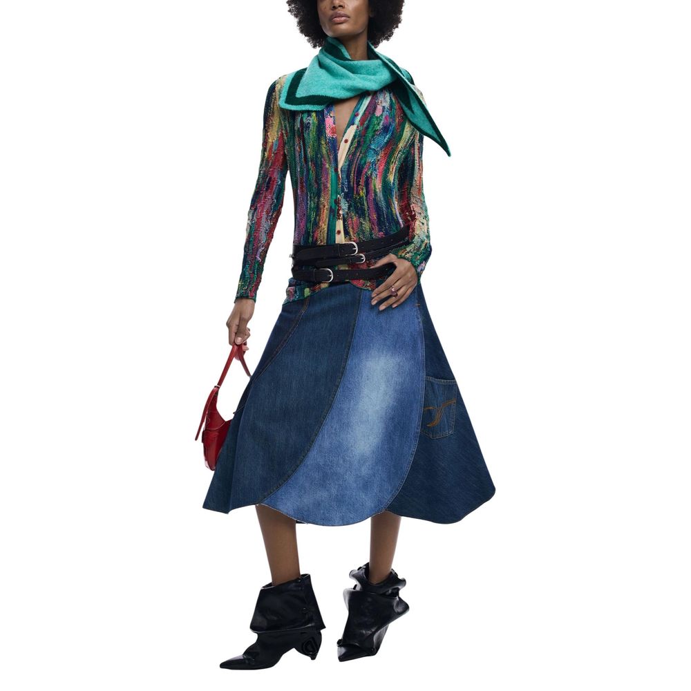 Desigual Blue Cotton Long Skirt