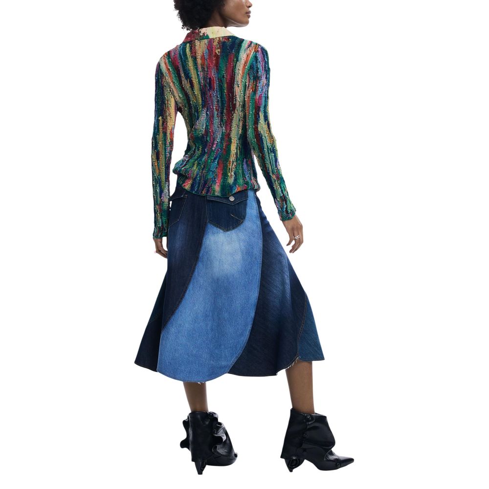 Desigual Blue Cotton Long Skirt