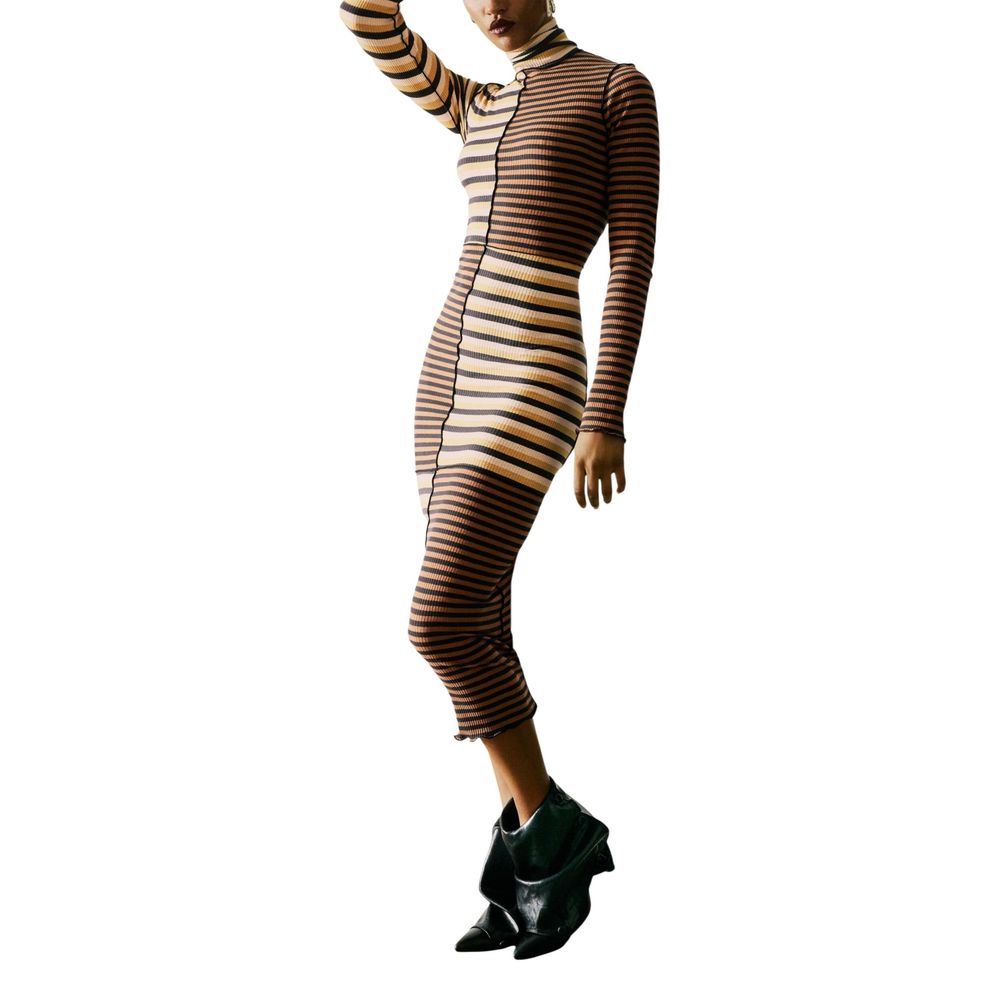 Desigual Brown Cotton Long Dress