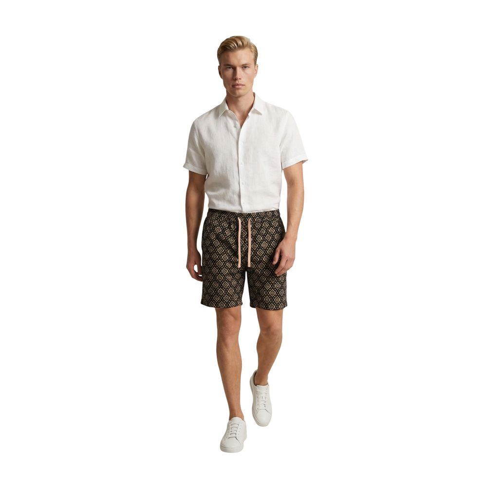 Gianni Lupo Black Cotton Bermuda Shorts