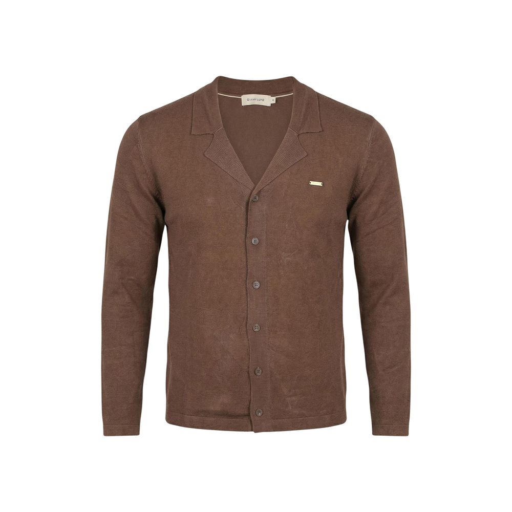 Gianni Lupo Brown Viscose Cardigan