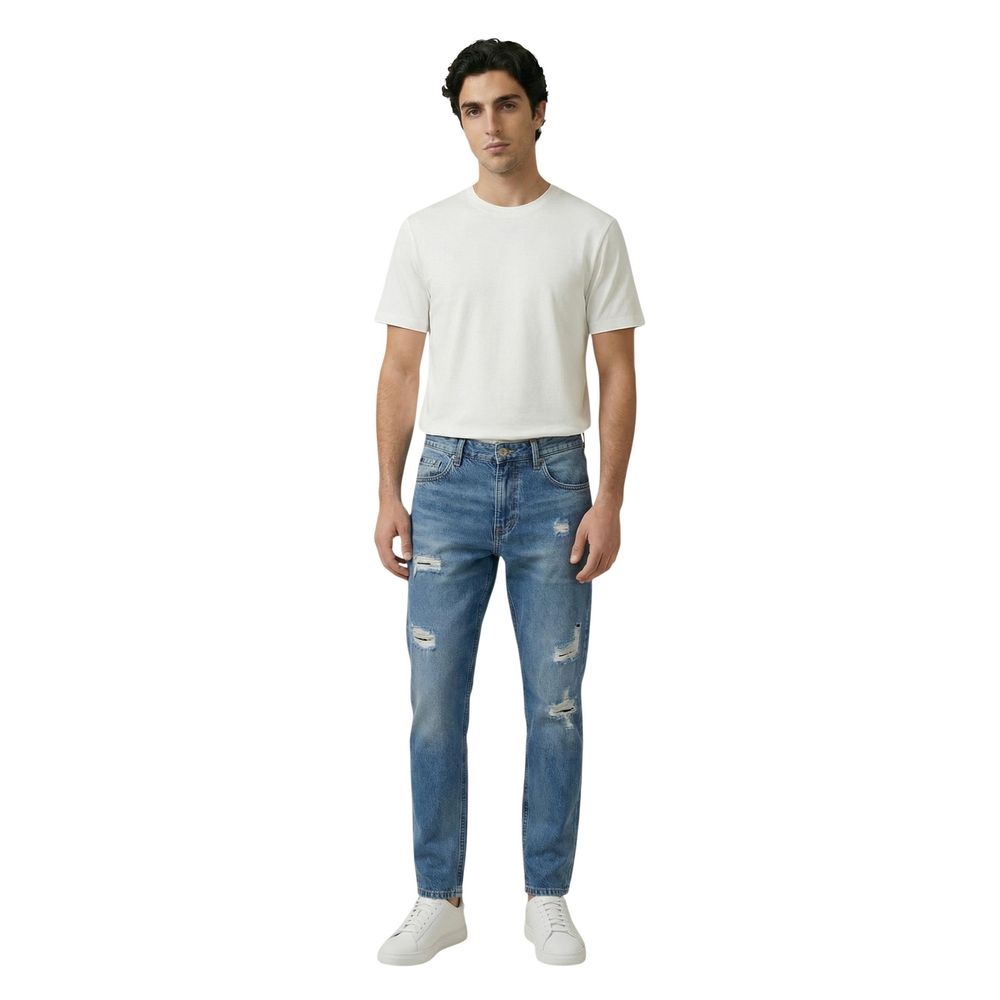 Gianni Lupo Blue Cotton Skinny Jeans