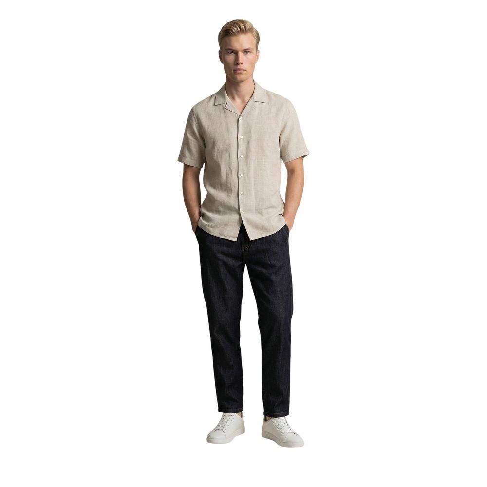 Gianni Lupo Beige Linen Shortsleeve Shirt