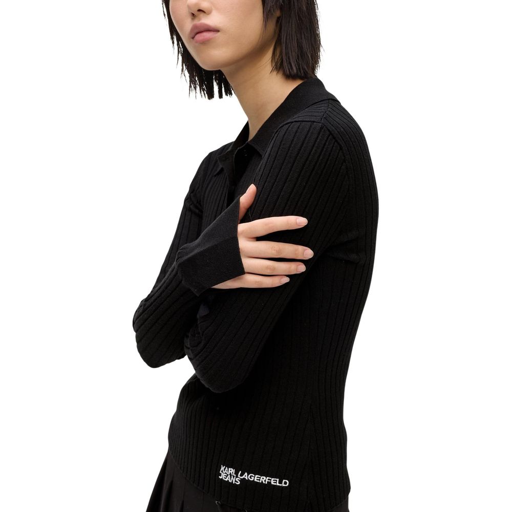 Karl Lagerfeld Black Viscose Long Sleeve T-Shirt