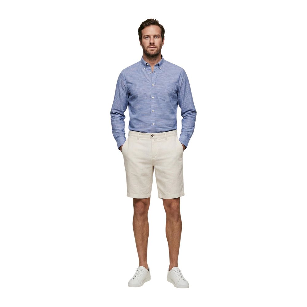 Borghese White Linen Bermuda Shorts