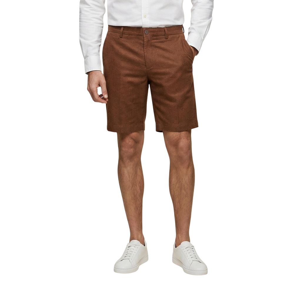 Borghese Beige Linen Bermuda Shorts
