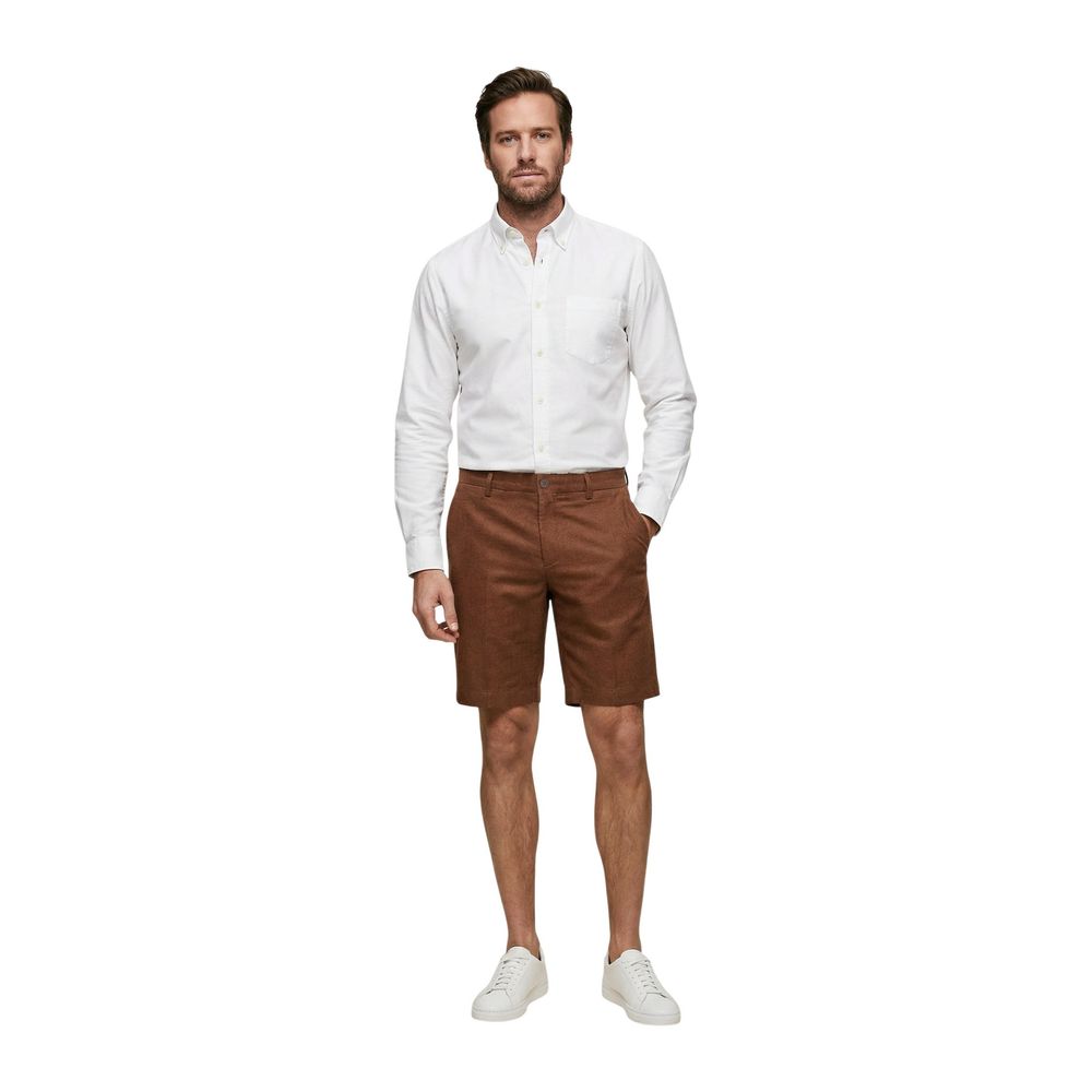 Borghese Beige Linen Bermuda Shorts