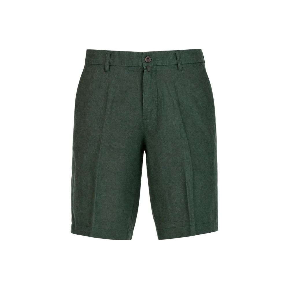 Borghese Green Linen Bermuda Shorts