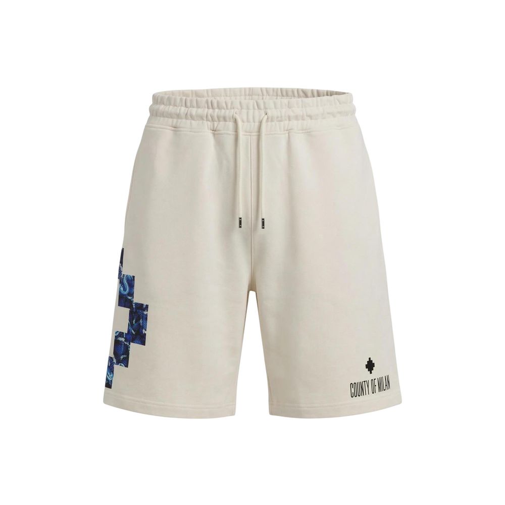 County of Milan Cream Cotton Bermuda Shorts