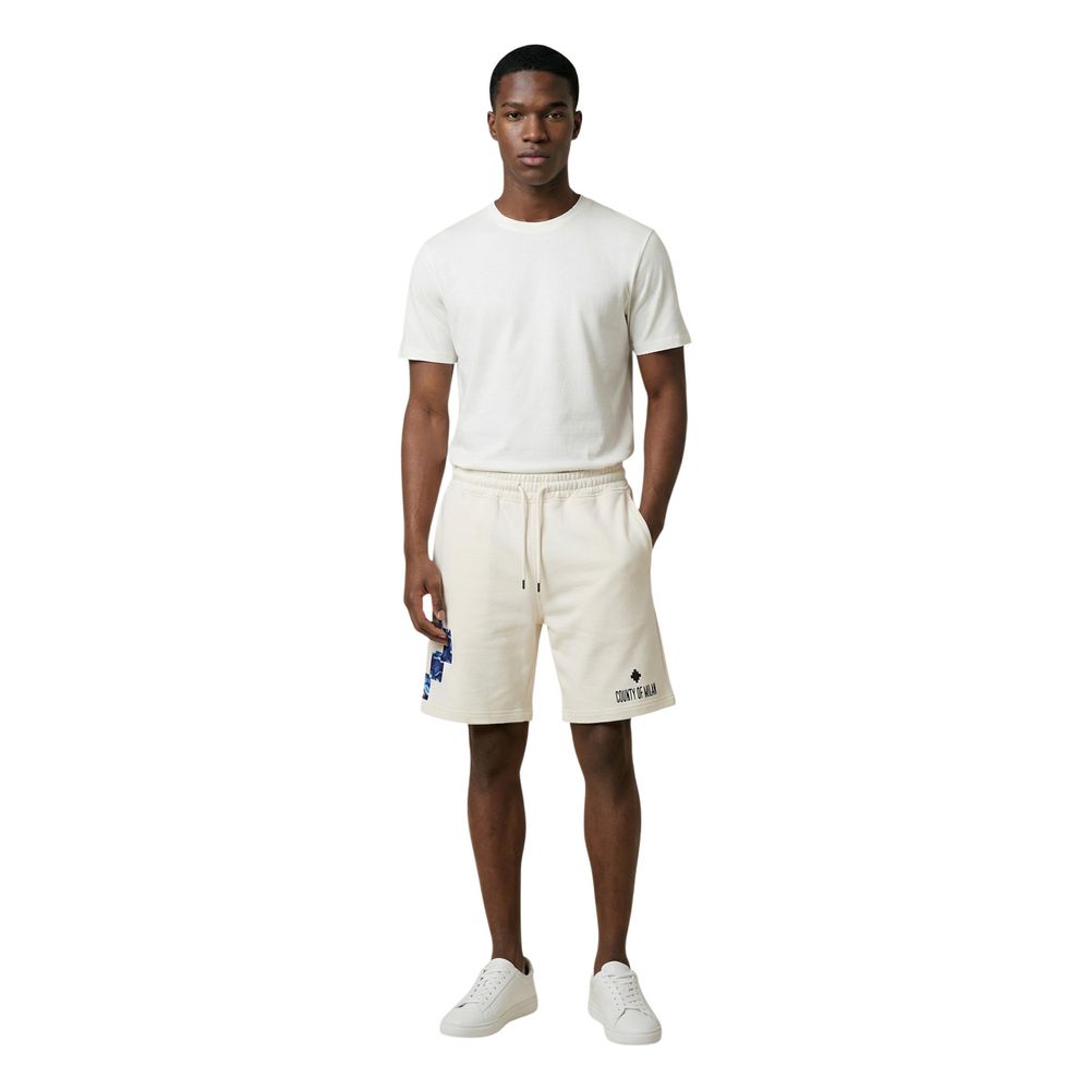 County of Milan Cream Cotton Bermuda Shorts