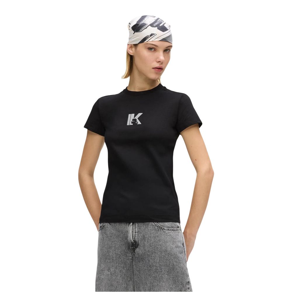 Karl Lagerfeld Black Cotton T-Shirt