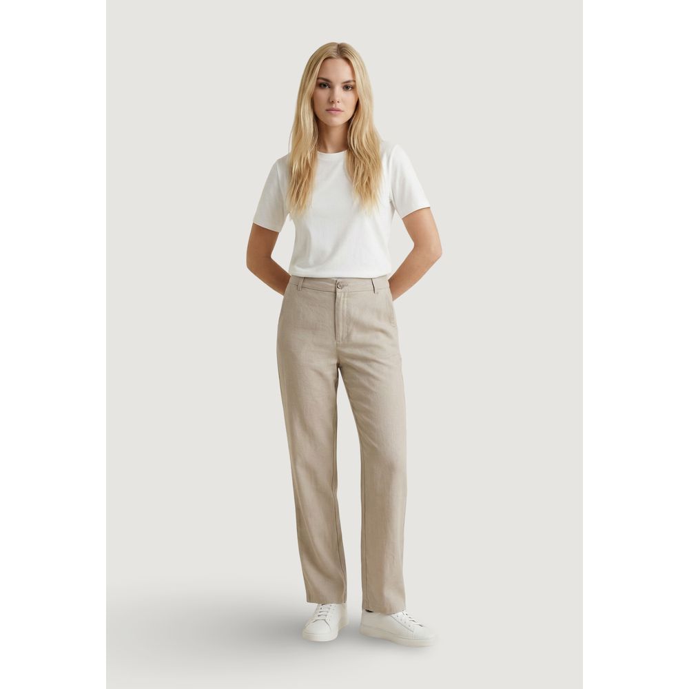 Only Beige Viscose Casual Pants
