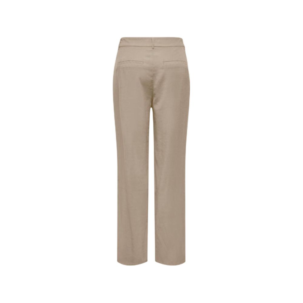 Only Beige Viscose Casual Pants