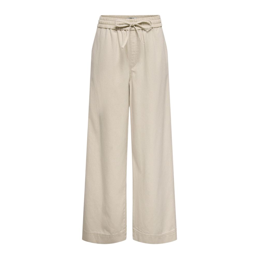 Only Cream Cotton Flared Pants