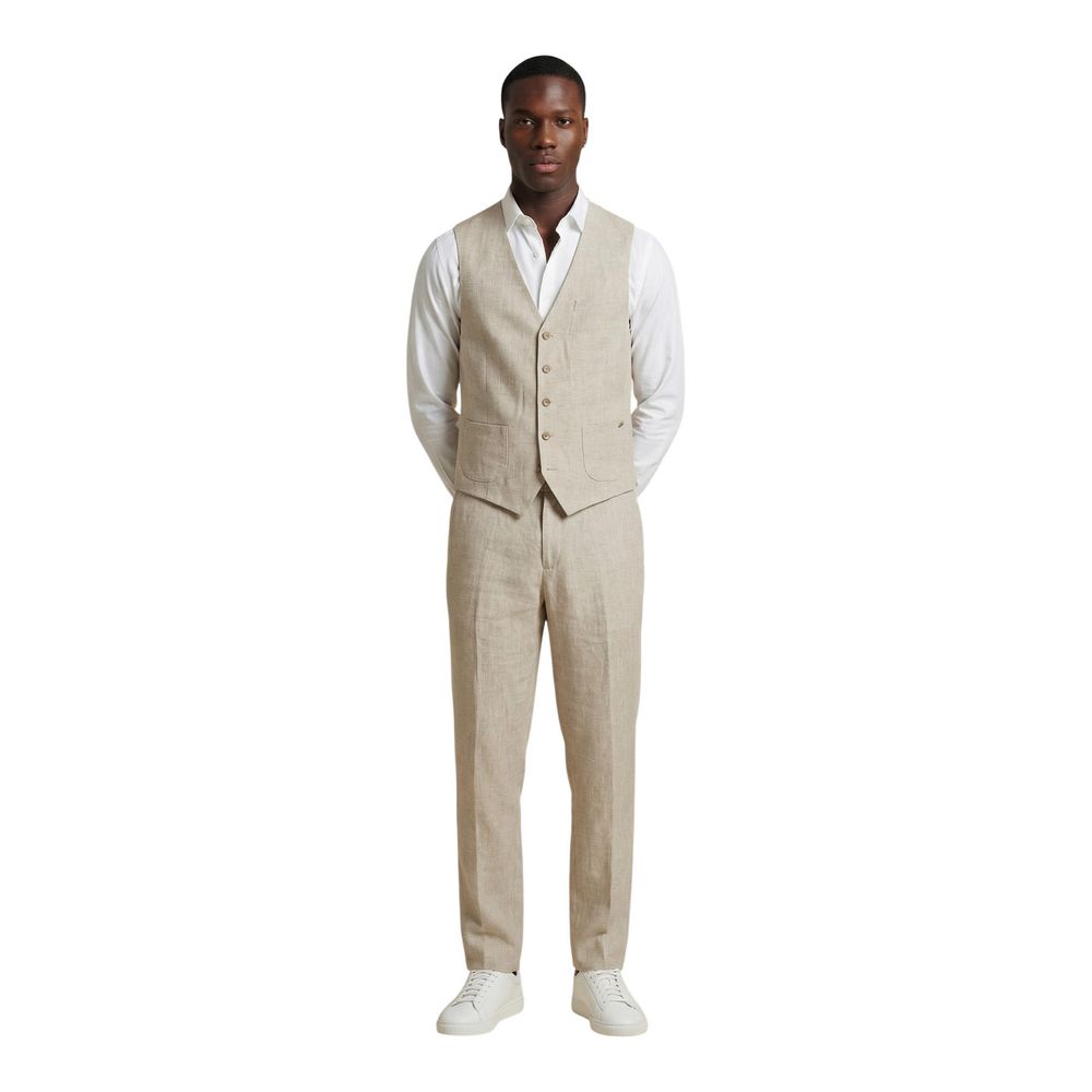 Gianni Lupo Beige Linen Casual Pants