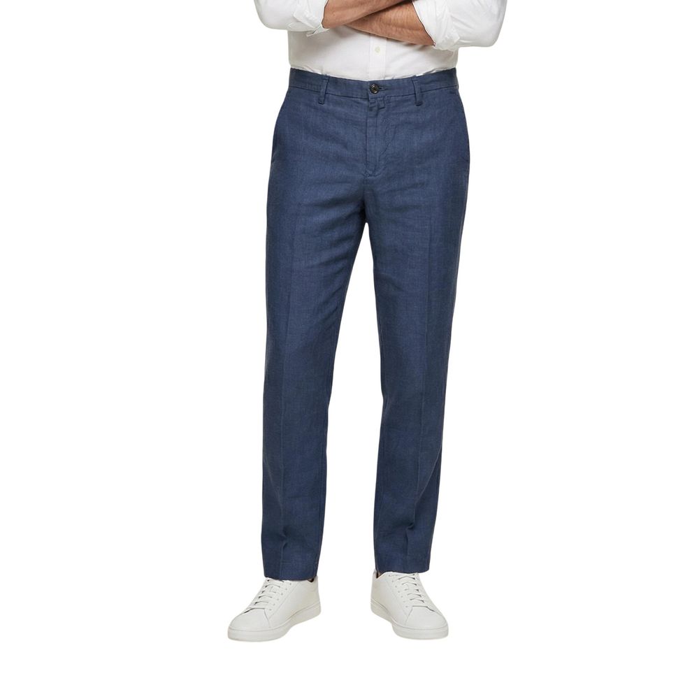 Borghese Blue Linen Casual Pants