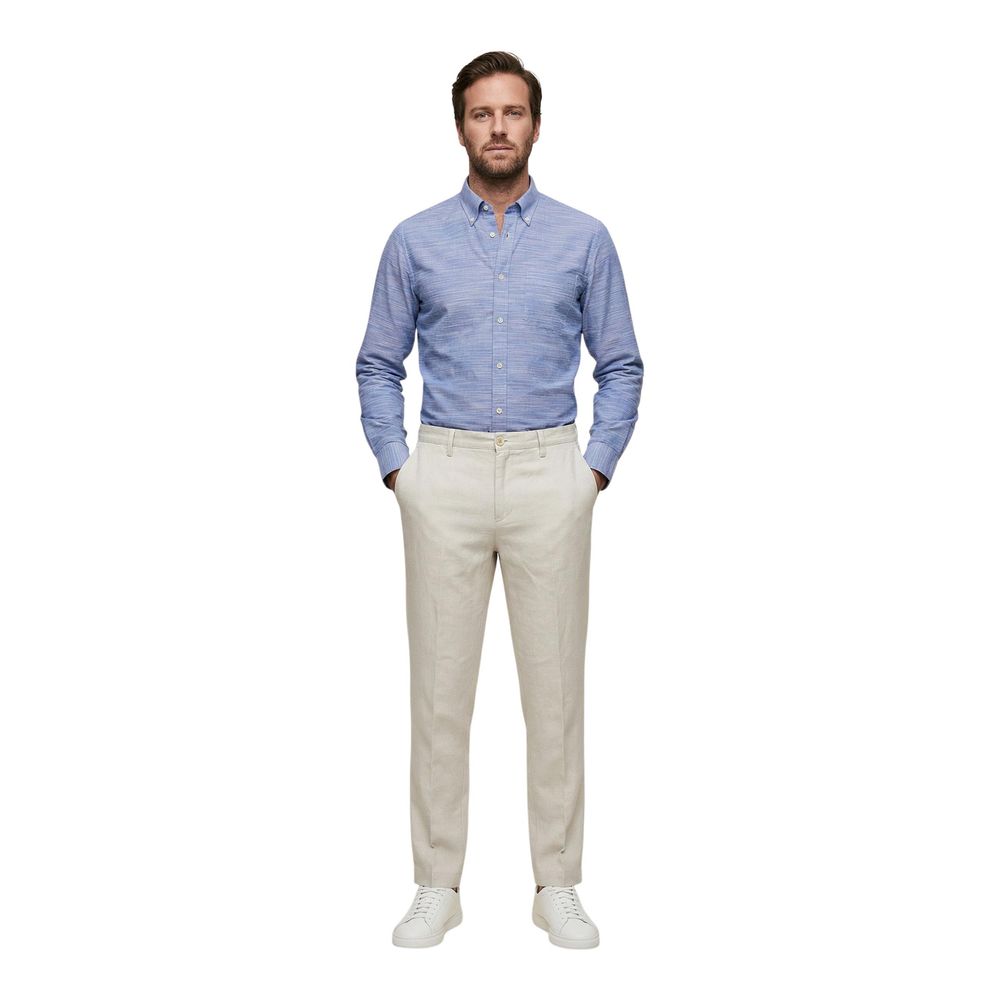 Borghese White Linen Casual Pants