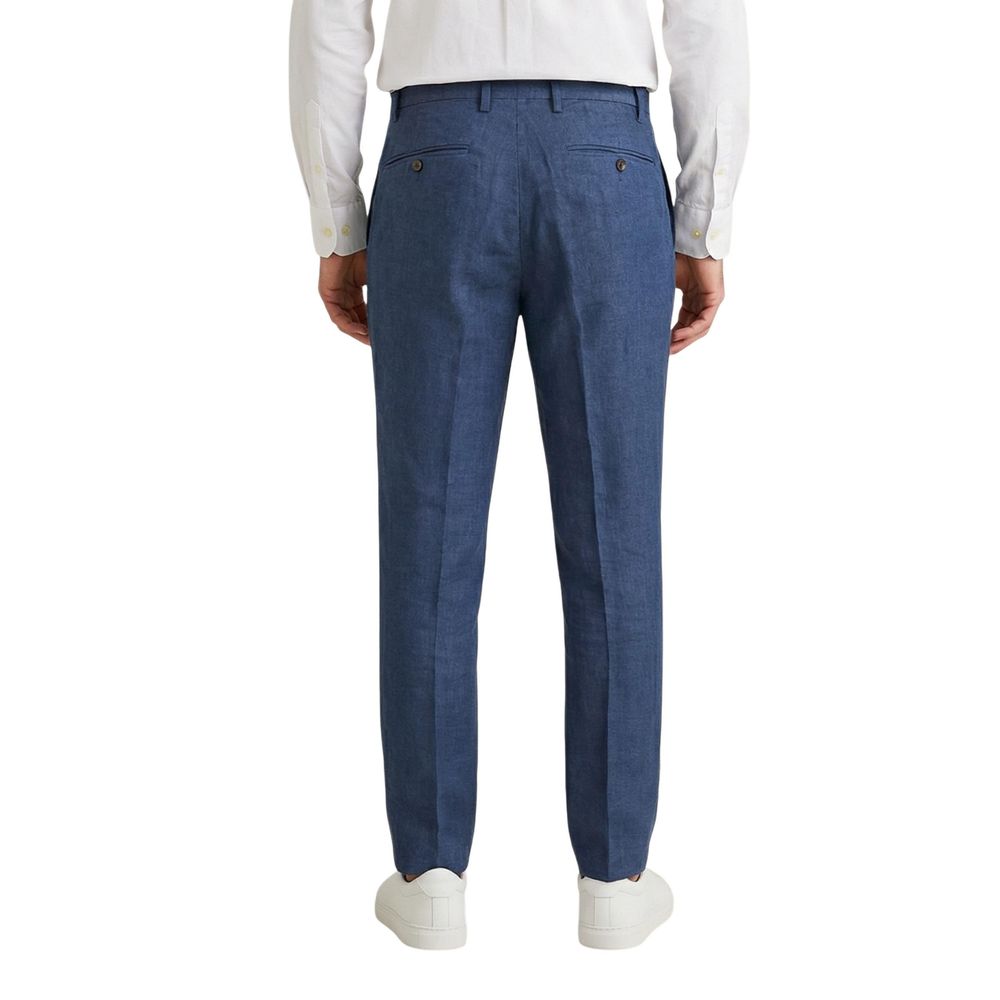 Borghese Blue Linen Casual Pants