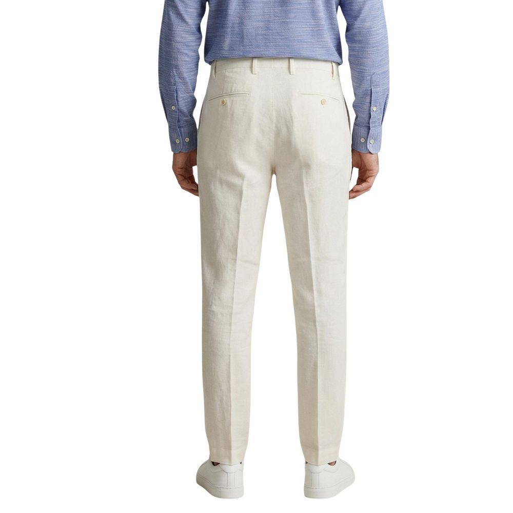 Borghese White Linen Casual Pants