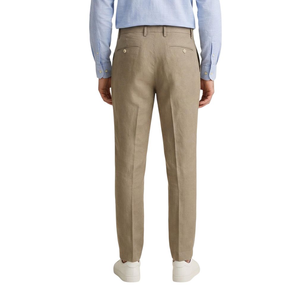 Borghese Beige Linen Casual Pants