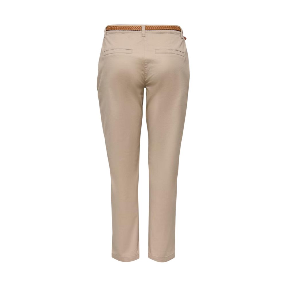 Jacqueline De Yong Beige Cotton Chino Pants