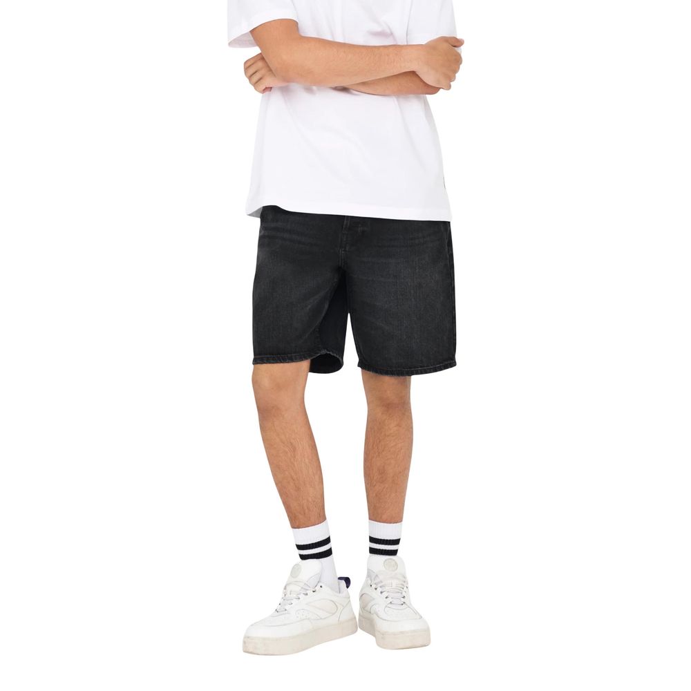 Only & Sons Black Denim Shorts