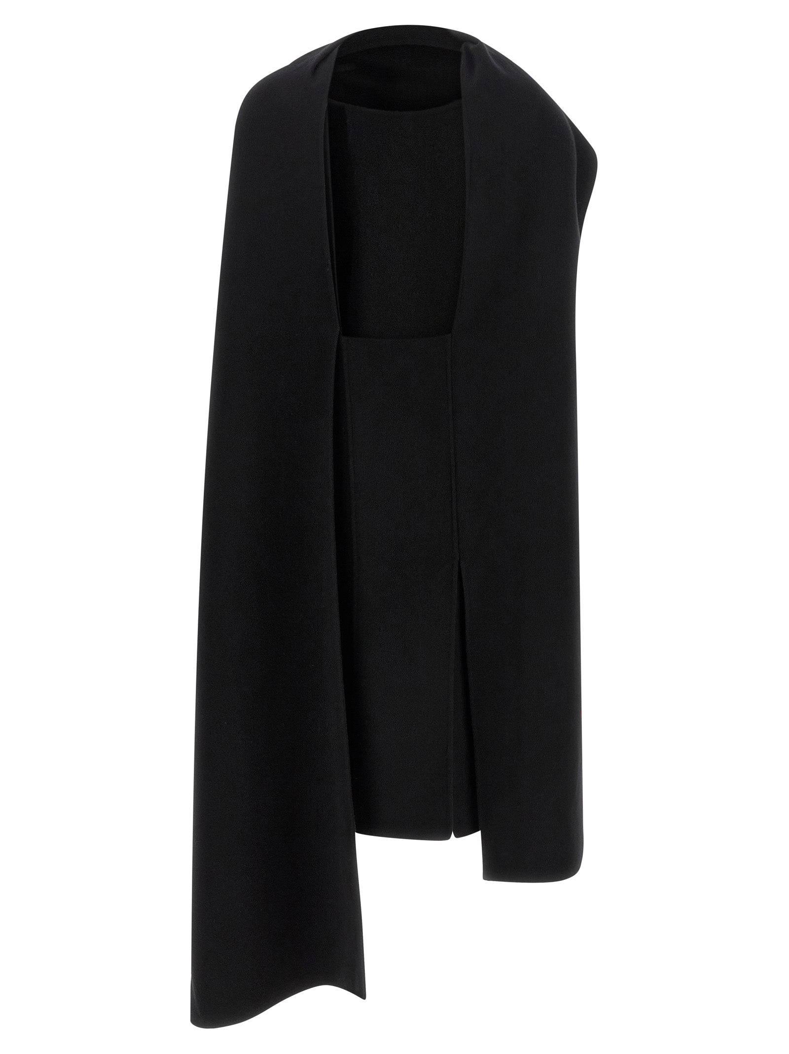 Khaite Black Virgin Wool Midi Dress