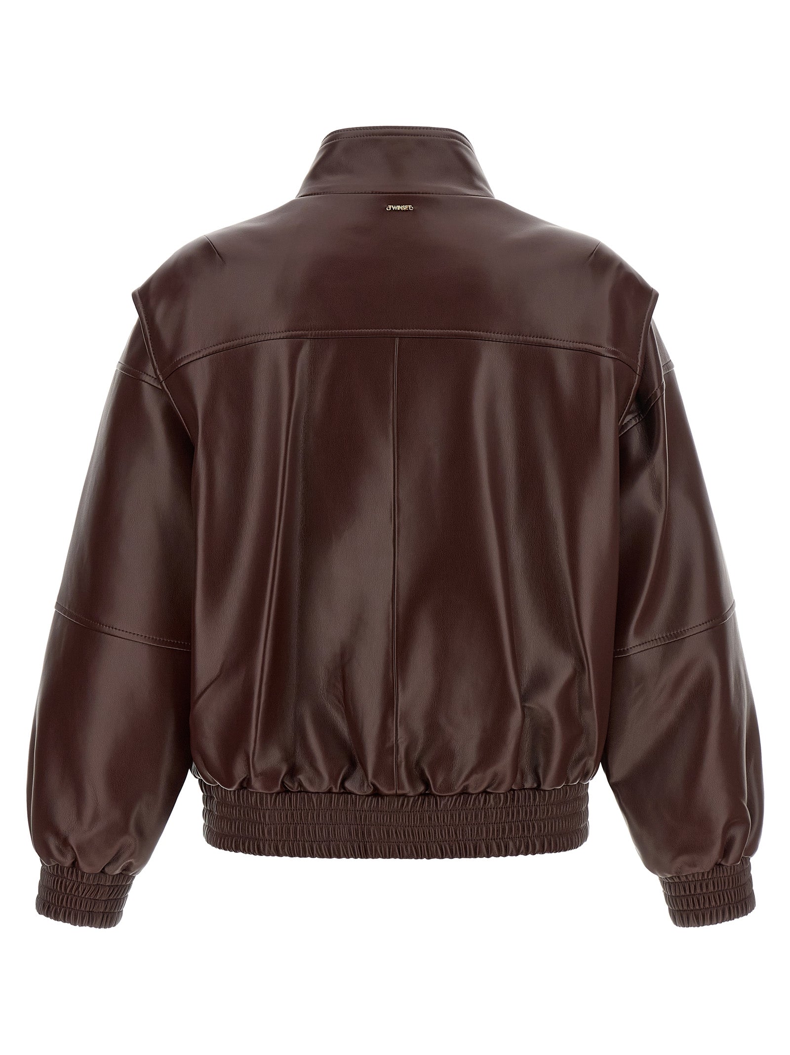 Twinset Brown Polyester Leather Jacket