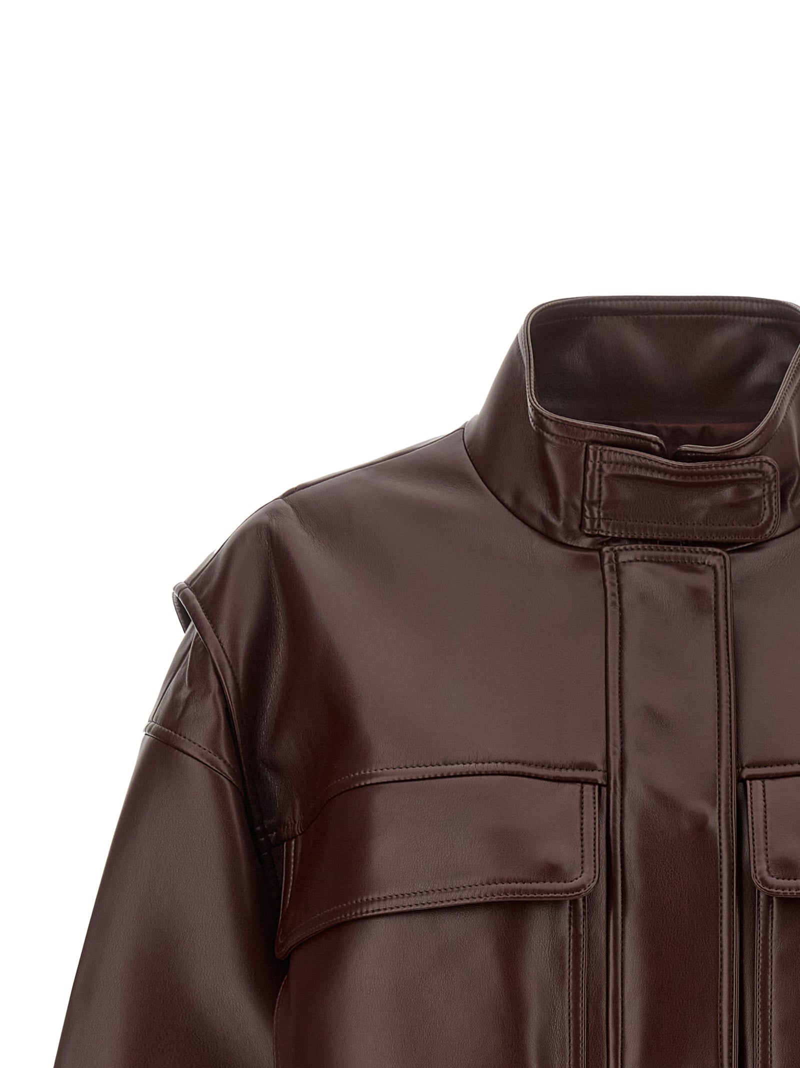 Twinset Brown Polyester Leather Jacket