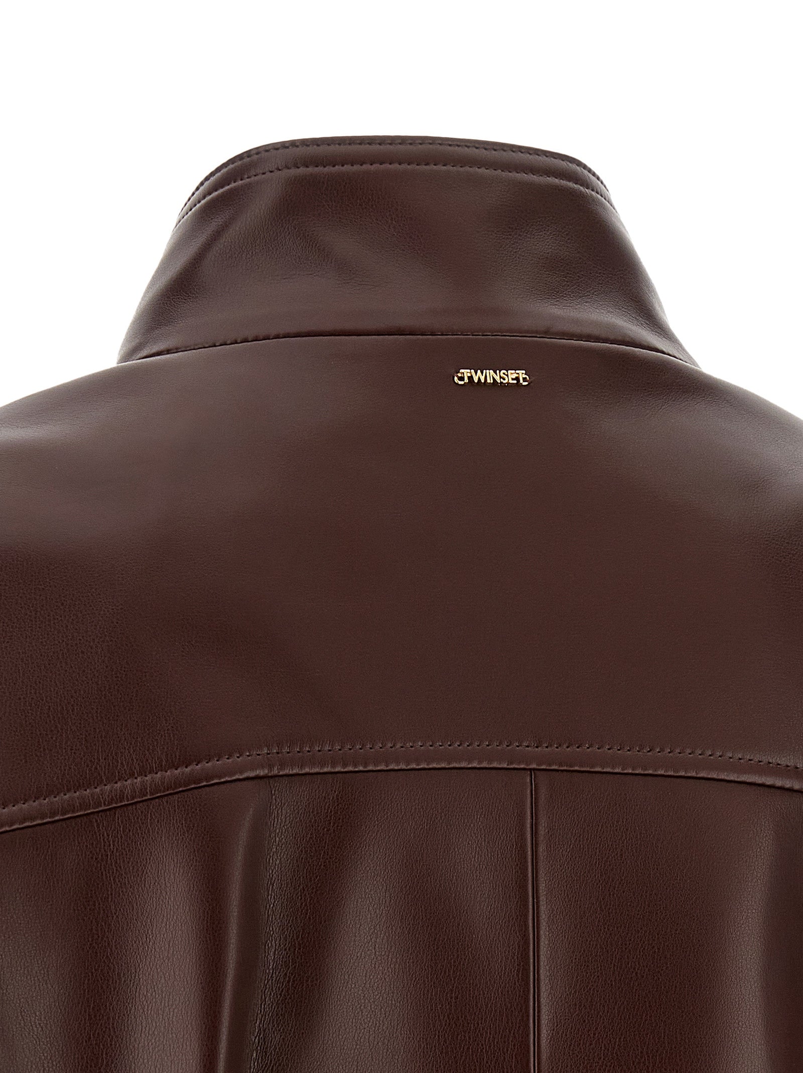 Twinset Brown Polyester Leather Jacket