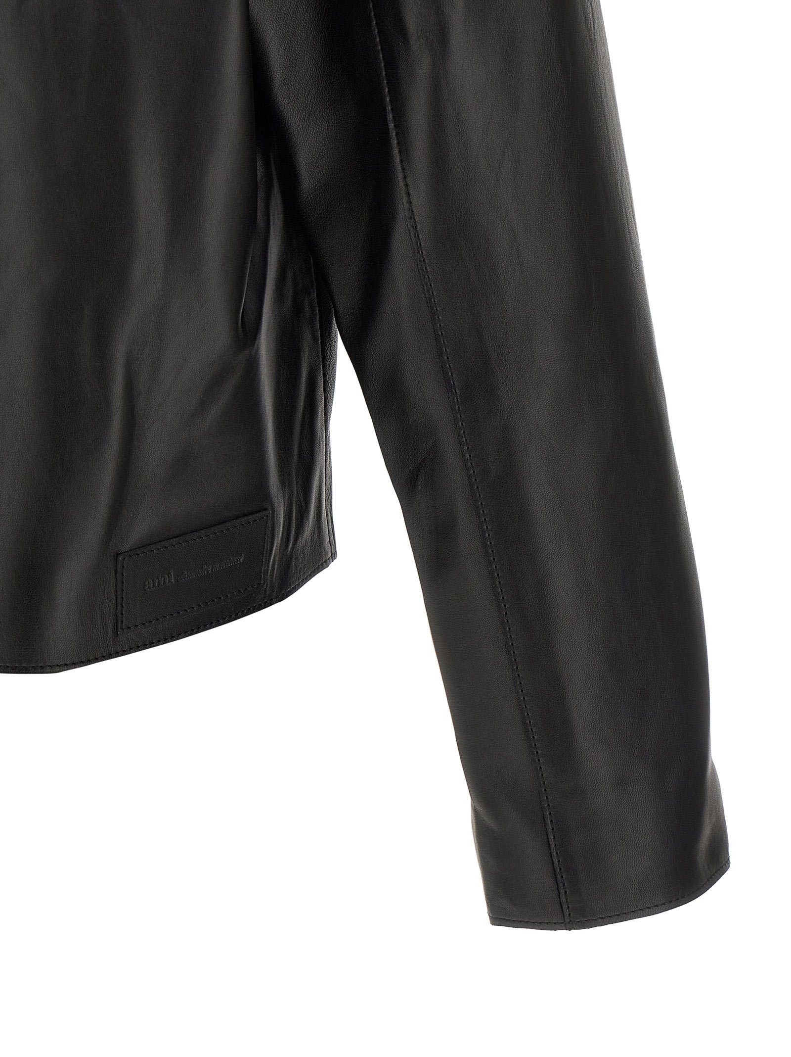 Ami Paris Black Lamb Leather Leather Jacket