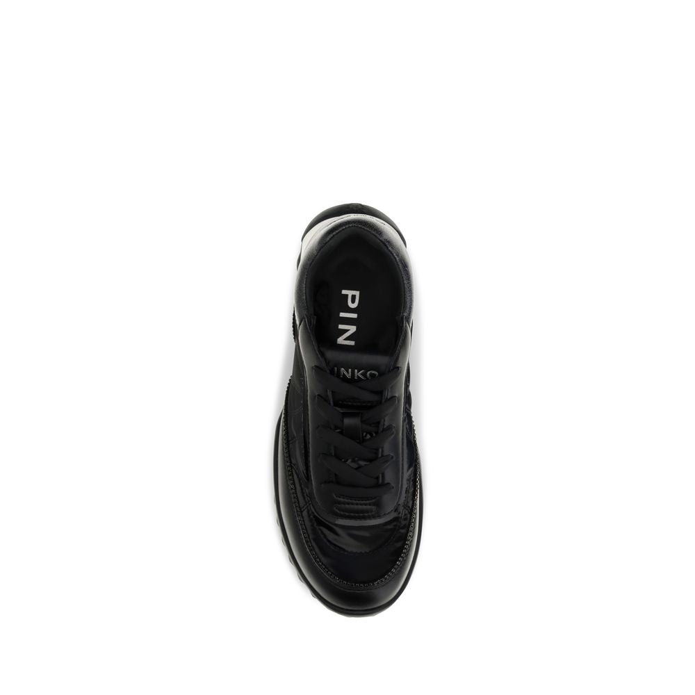 PINKO Black Fabric Low Top Sneakers