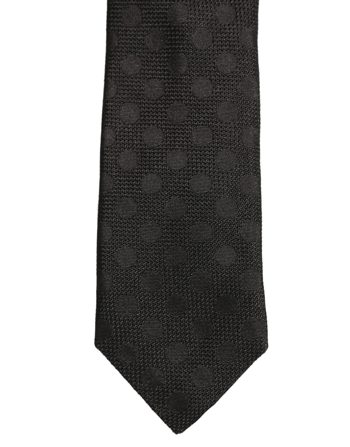 Dolce & Gabbana Black Polka Dot Jacquard Silk Adjustable Tied Necktie Tie