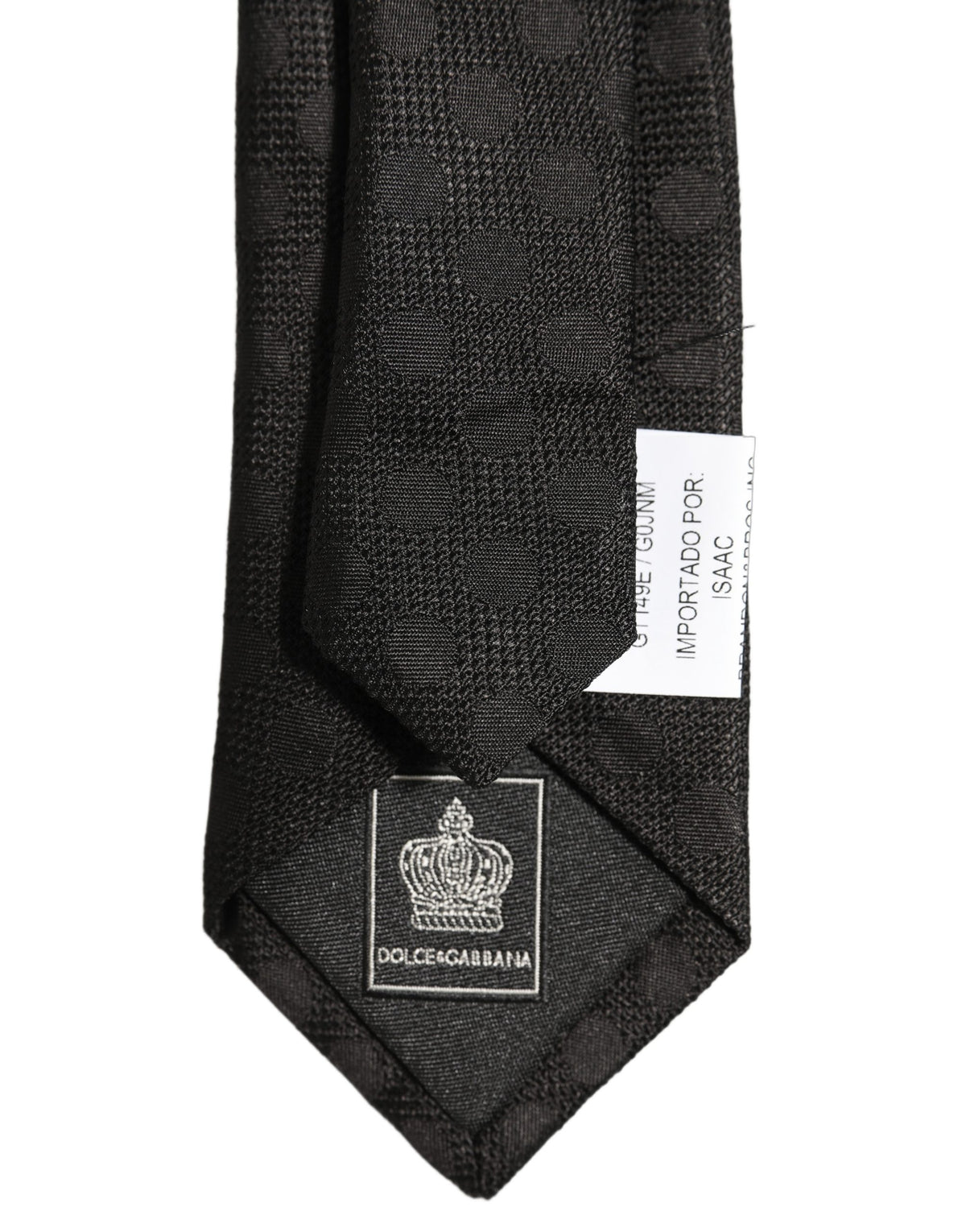 Dolce & Gabbana Black Polka Dot Jacquard Silk Adjustable Tied Necktie Tie