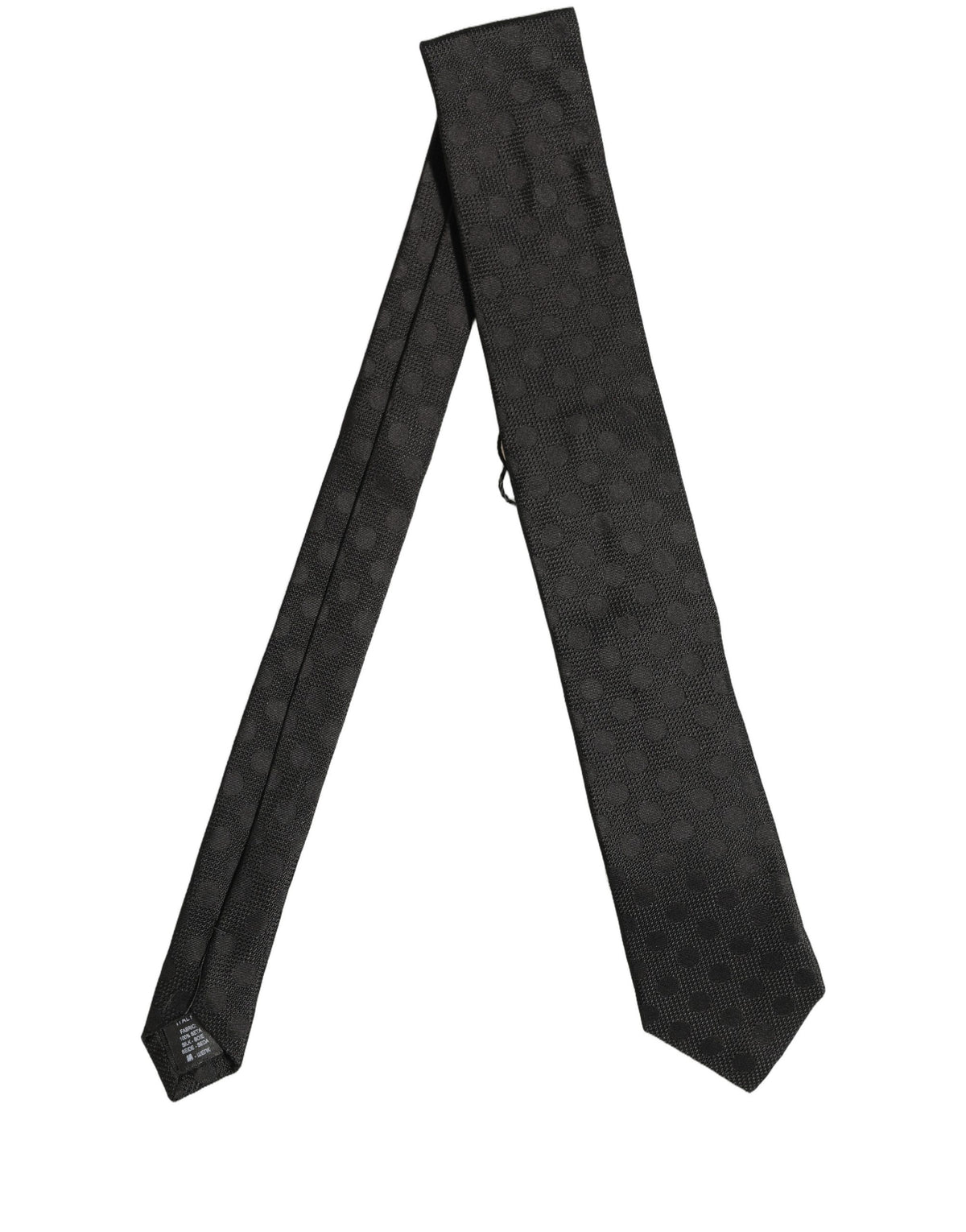 Dolce & Gabbana Black Polka Dot Jacquard Silk Adjustable Tied Necktie Tie