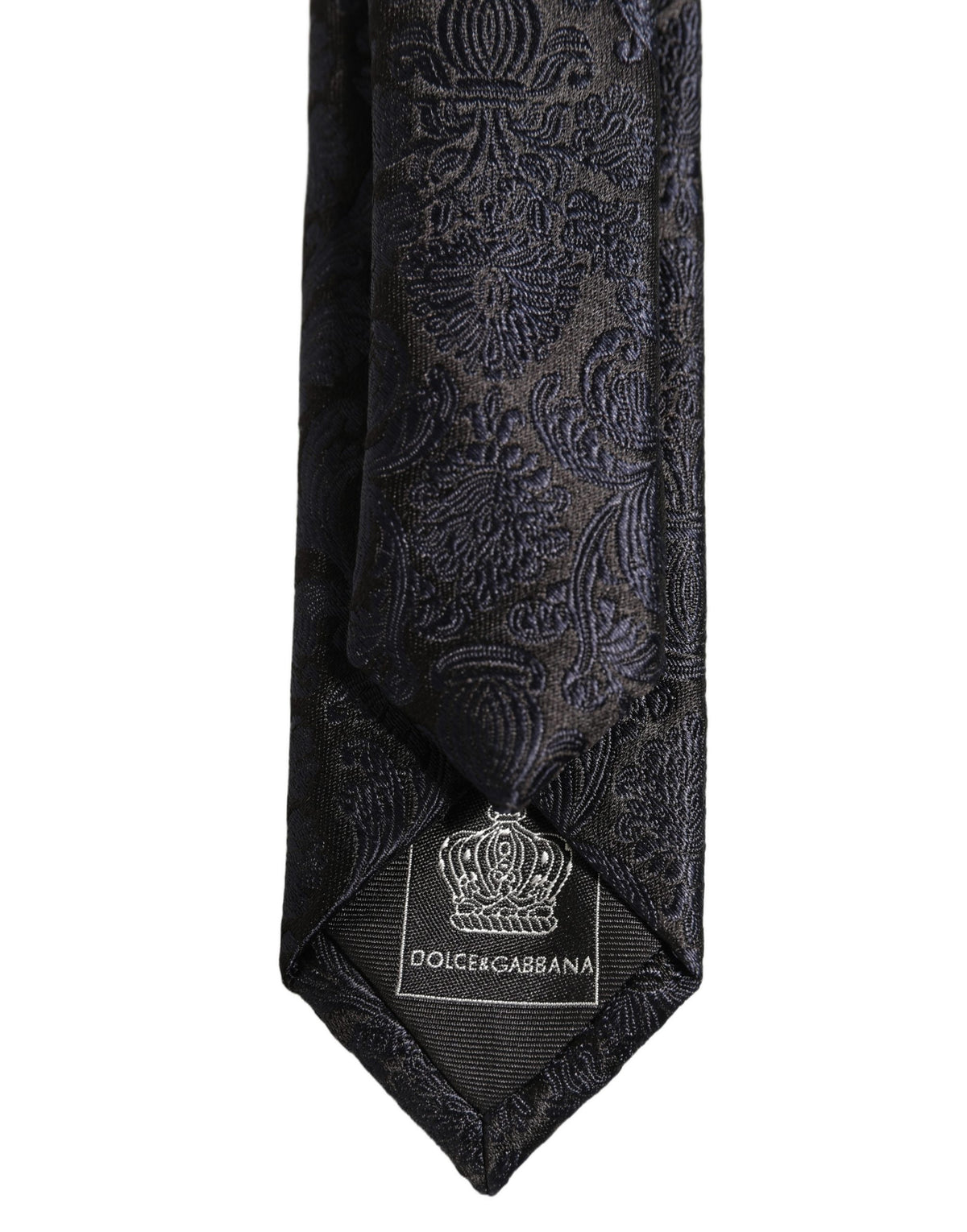 Dolce & Gabbana Men Dark Blue Floral Jacquard Adjustable Tied Necktie Tie