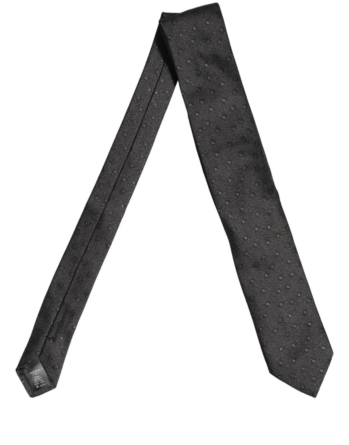Dolce & Gabbana Men Black Polka Dot Silk Adjustable Tied Necktie Tie