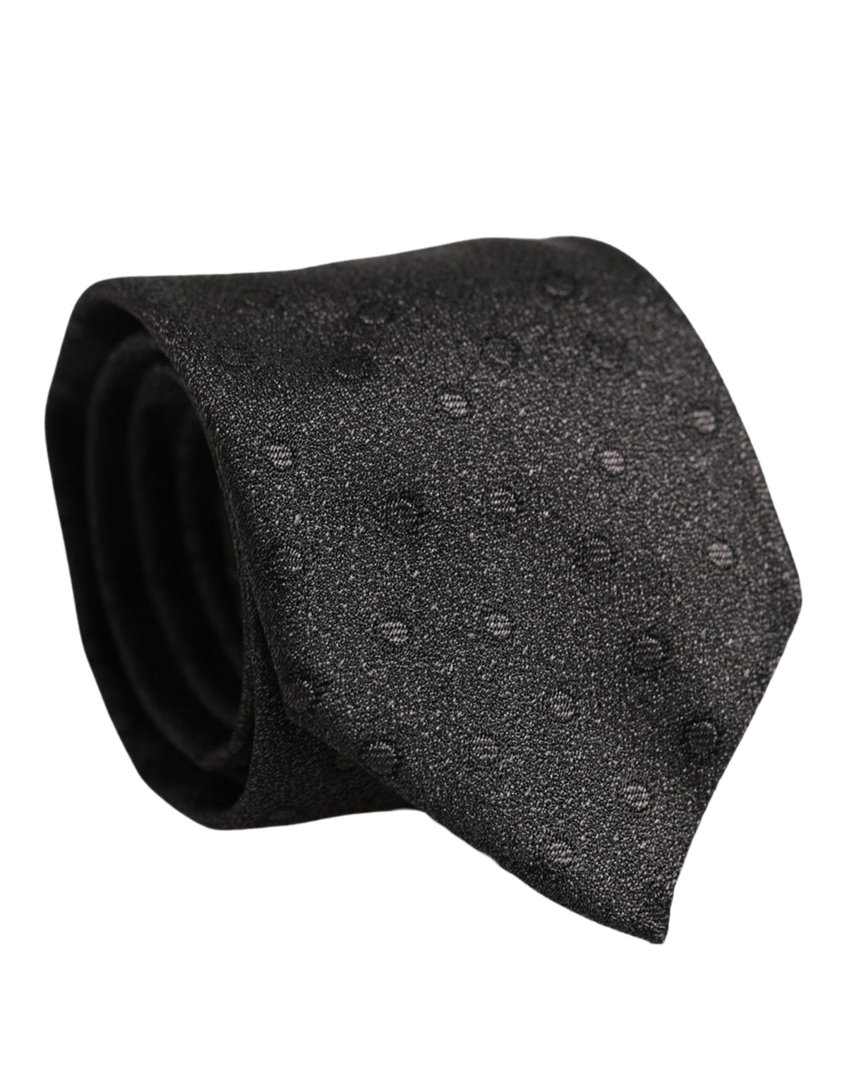 Dolce & Gabbana Men Black Polka Dot Silk Adjustable Tied Necktie Tie