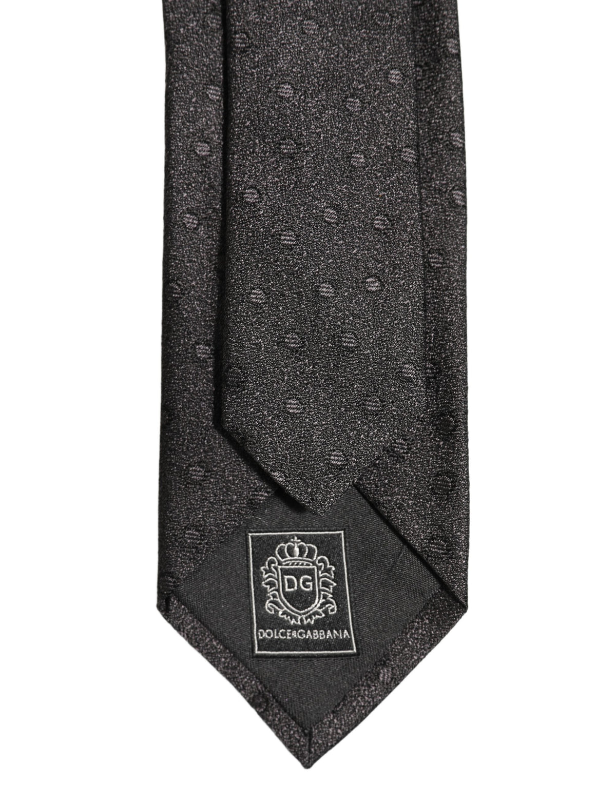 Dolce & Gabbana Men Black Polka Dot Silk Adjustable Tied Necktie Tie