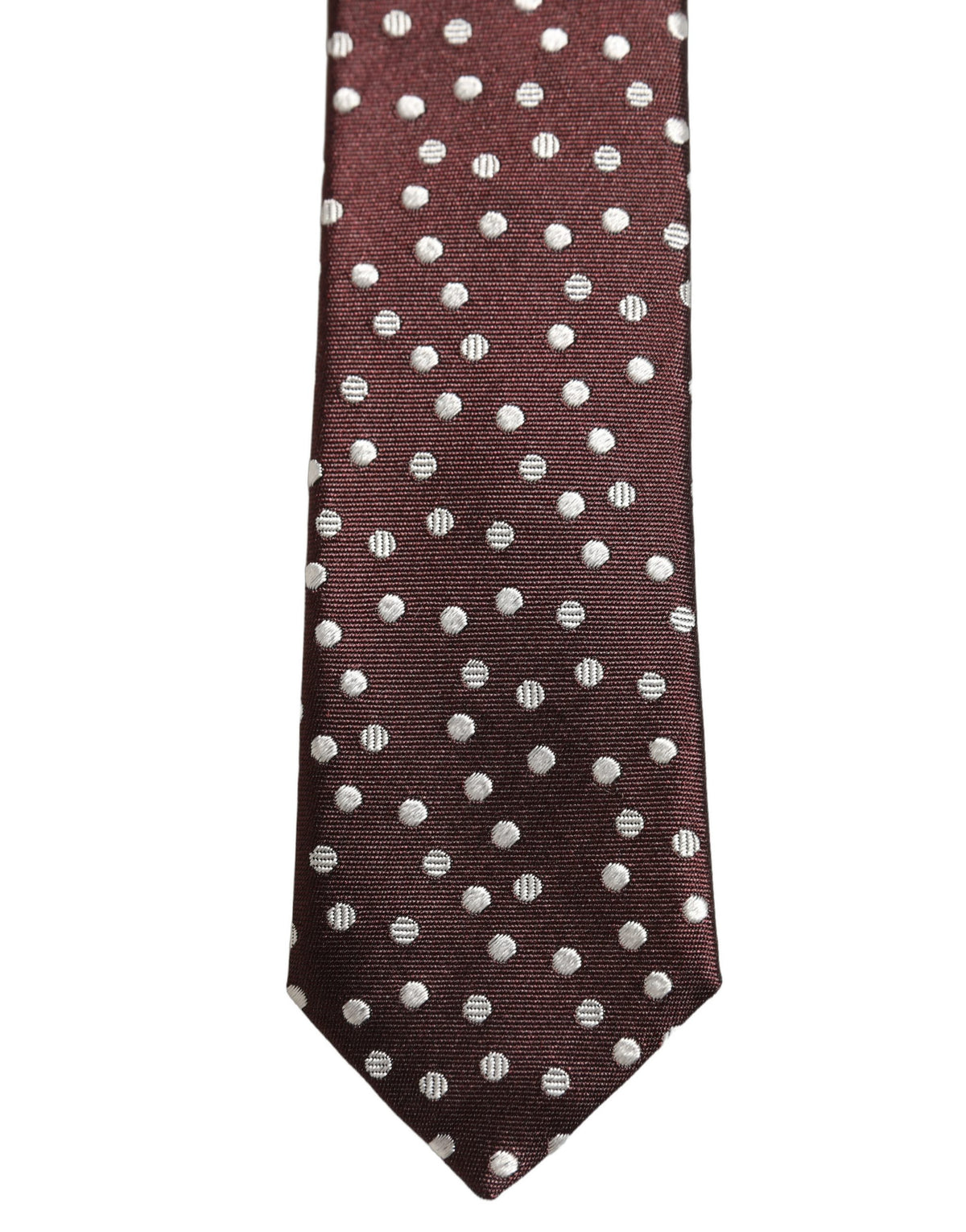 Dolce & Gabbana Men Burgundy Polka Dot Silk Adjustable Tied Necktie Tie