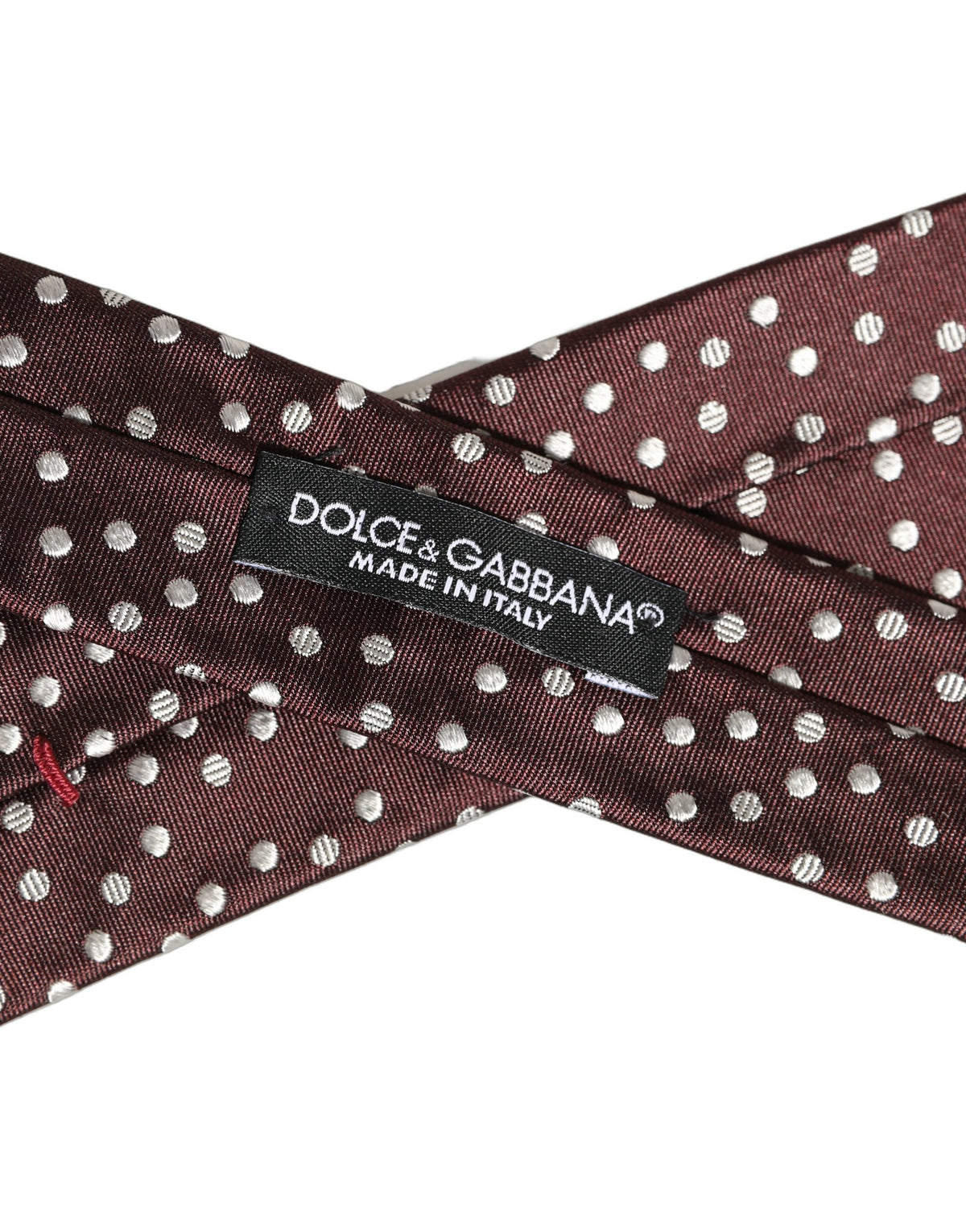 Dolce & Gabbana Men Burgundy Polka Dot Silk Adjustable Tied Necktie Tie