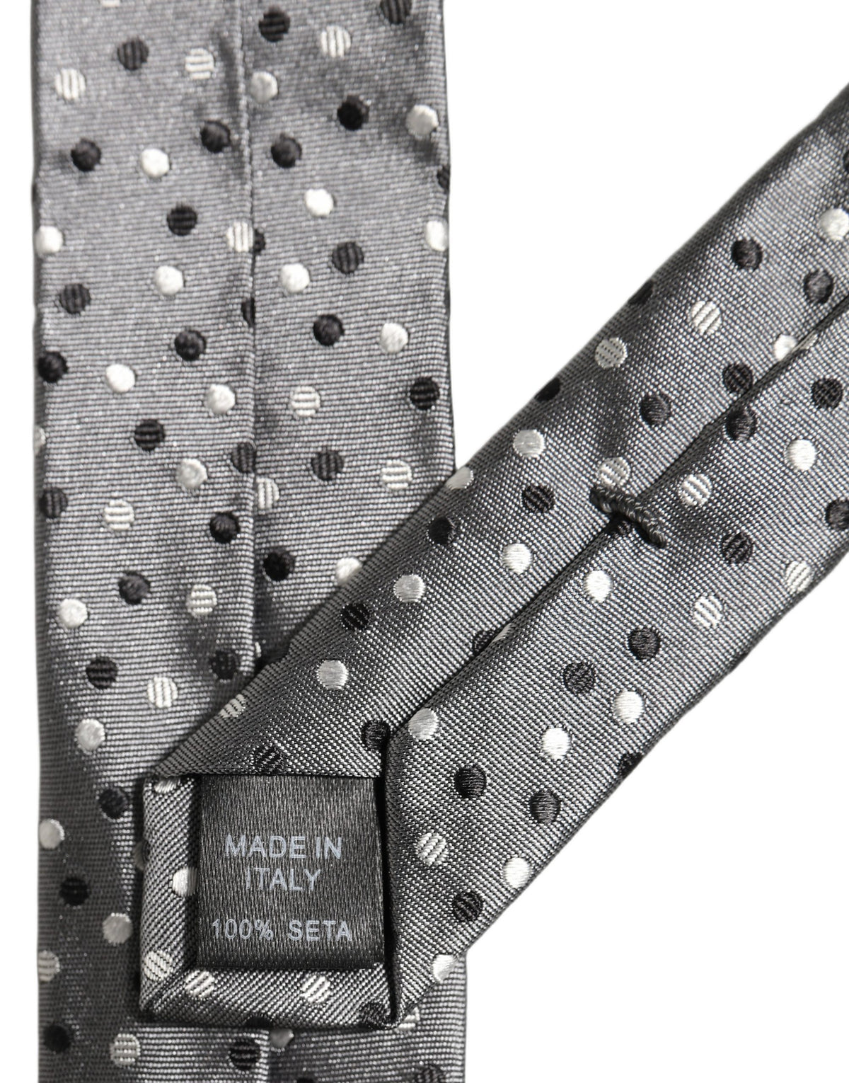 Dolce & Gabbana Men Gray Polka Dot Silk Adjustable Tied Necktie Tie