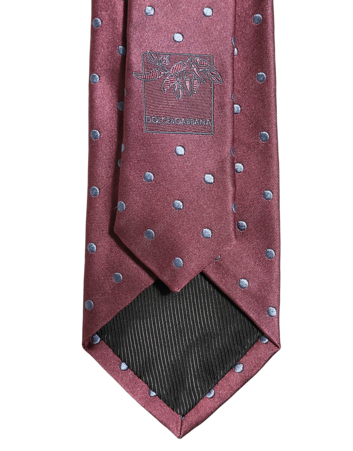 Dolce & Gabbana Men Maroon Silk Polka Dot Adjustable Tied Necktie Tie