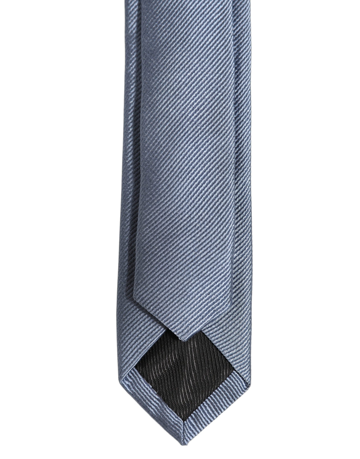 Dolce & Gabbana Men Light Blue Textured Silk Adjustable Tied Necktie Tie