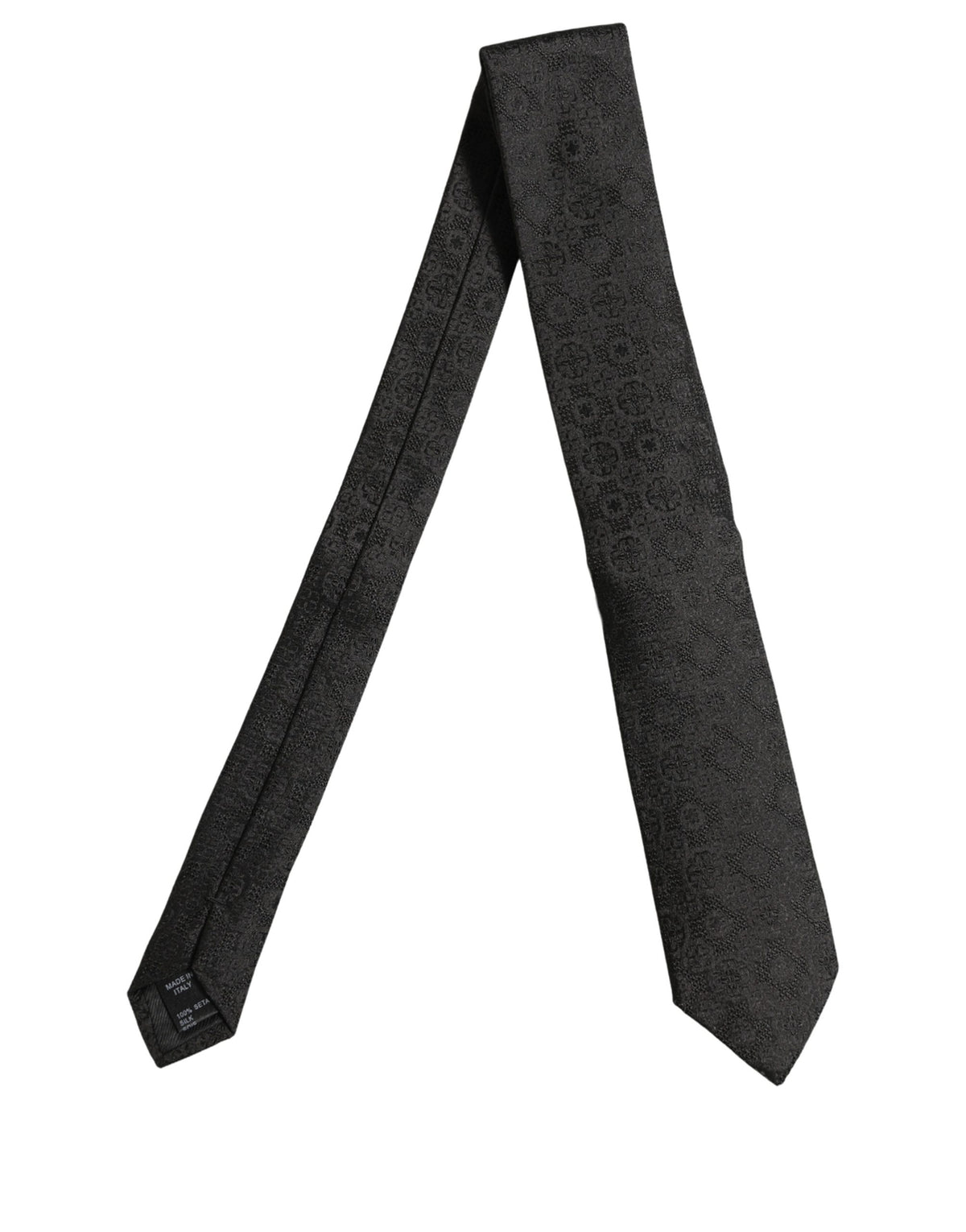 Dolce & Gabbana Men Black Silk Geometric Adjustable Tied Necktie Tie