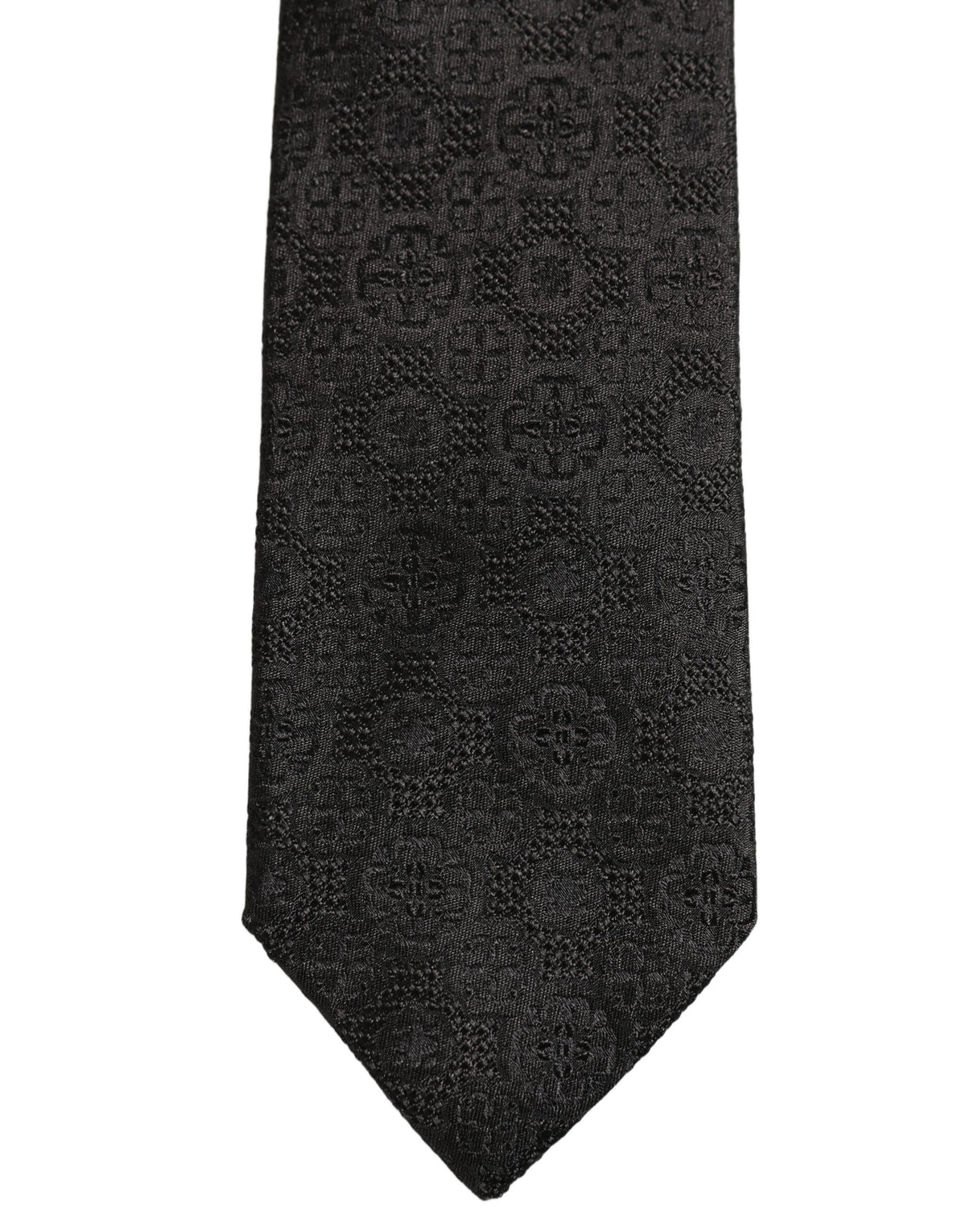 Dolce & Gabbana Men Black Silk Geometric Adjustable Tied Necktie Tie