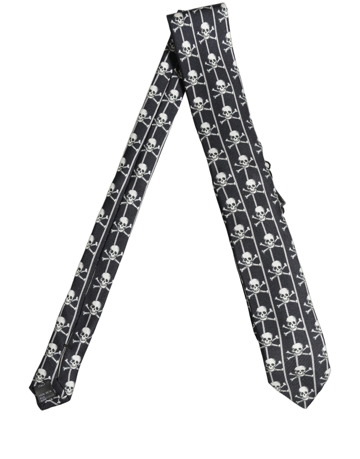 Dolce & Gabbana Men Black Silk Skull Fantasy Adjustable Tied Necktie Tie