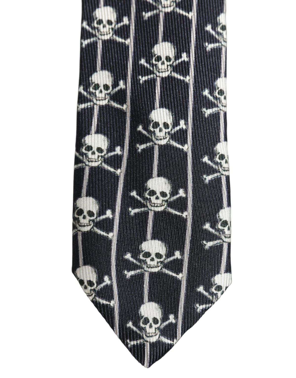 Dolce & Gabbana Men Black Silk Skull Fantasy Adjustable Tied Necktie Tie
