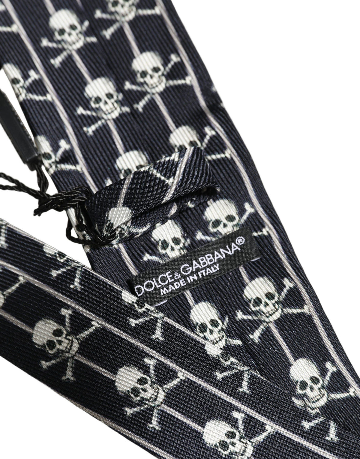 Dolce & Gabbana Men Black Silk Skull Fantasy Adjustable Tied Necktie Tie
